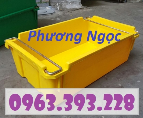 Thùng nhựa đặc có quai sắt, thùng nhựa công nghiệp, thùng nhựa A2