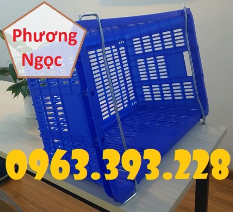 Sọt nhựa công nghiệp, sọt thanh long, sọt nhựa rỗng HS011 có quai sắt