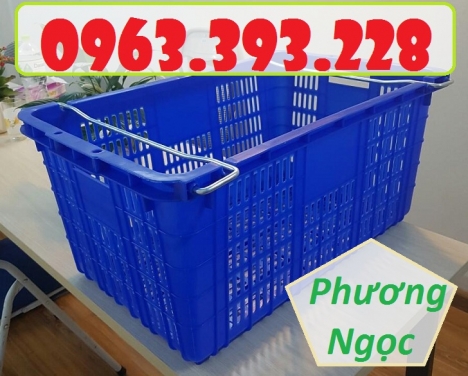 Sọt nhựa công nghiệp, sọt thanh long, sọt nhựa rỗng HS011 có quai sắt