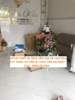 Setup máy tính tiền tại quầy thu ngân cho Spa giá rẻ tại Bạc Liêu