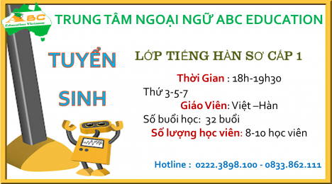 abc education thông báo tuyển sinh khai giảng lớp tiếng hàn