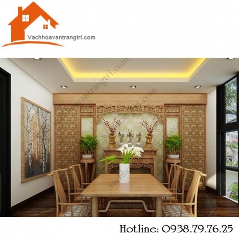 Thi công vách ngăn gỗ trang trí cho phòng khách, phòng bếp, phòng thờ