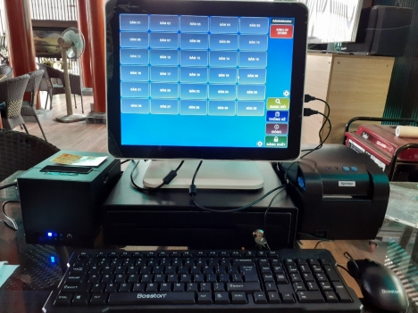 Lắp đặt Máy tính tiền cảm ứng 2 màn hình cho quán cà phê Nghệ An