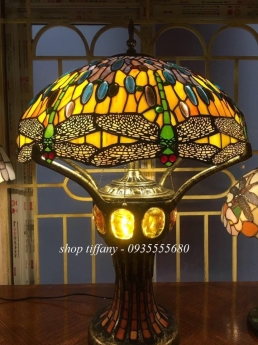 Đèn tiffany hai thân họa tiết chuồn chuồn xanh