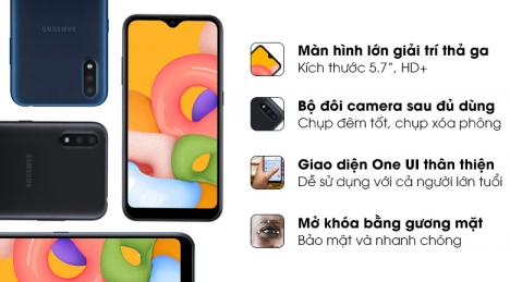 Giá thành thấp - Cấu hình ổn của Samsung A01