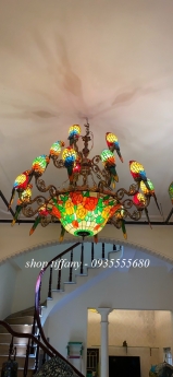 Bộ Đèn Chùm Tiffany Họa Tiết Vẹt.