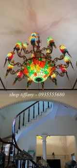 Bộ Đèn Chùm Tiffany Họa Tiết Vẹt.