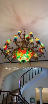 Bộ Đèn Chùm Tiffany Họa Tiết Vẹt.