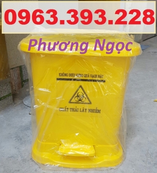 Thùng đựng rác thải y tế 25L, thùng rác y tế đạp chân 25L, thùng rác nhựa đạp chân