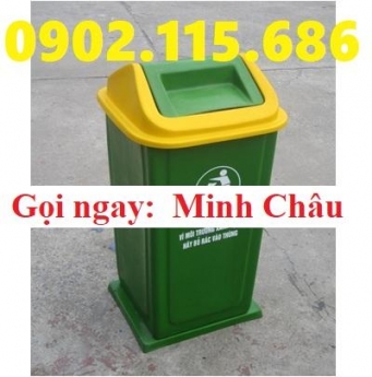 Thùng rác nhựa 90l nắp lật, thùng rác nhựa 90l nắp bập bênh, thùng rác công cộng 90l, thùng rác nhựa