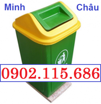 Thùng rác nhựa 90l nắp lật, thùng rác nhựa 90l nắp bập bênh, thùng rác công cộng 90l, thùng rác nhựa