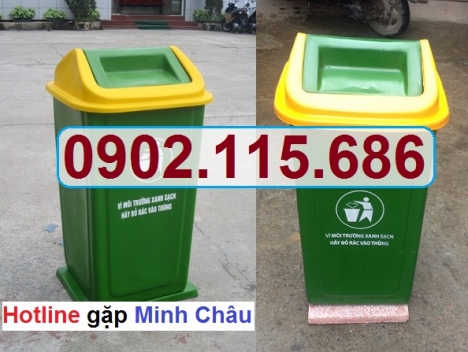 Thùng rác nhựa 90l nắp lật, thùng rác nhựa 90l nắp bập bênh, thùng rác công cộng 90l, thùng rác nhựa