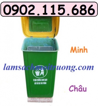 Thùng rác nhựa 90l nắp lật, thùng rác nhựa 90l nắp bập bênh, thùng rác công cộng 90l, thùng rác nhựa