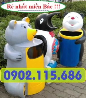 Thùng rác hình con vật, thùng rác hình cá heo, thùng rác hình cá chép, thùng rác hình chuột mickey,