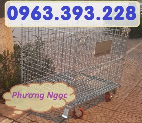 Xe đẩy lồng, lồng sắt chứa hàng, lồng lưới có bánh xe