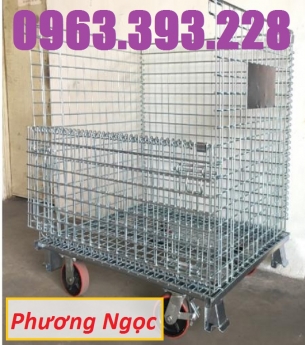Xe đẩy lồng, lồng sắt chứa hàng, lồng lưới có bánh xe