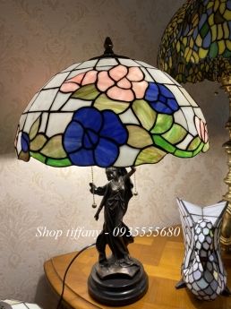 Đèn tiffany hoa leo hồng xanh Mỹ.