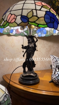 Đèn tiffany hoa leo hồng xanh Mỹ.