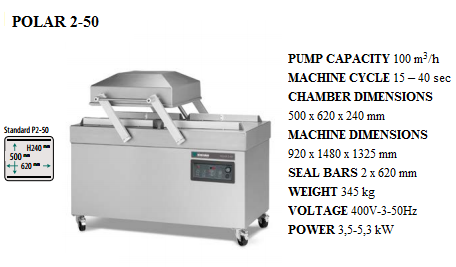 Máy đóng gói chân không Polar 2-50 chính hãng, bảo hành 3 năm