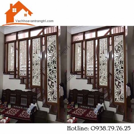 Thi công vách ngăn cầu thang bằng gỗ cnc tại Lý Thường Kiệt