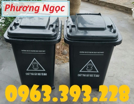 Thùng rác nắp kín 4 bánh xe, thùng rác 60L nhựa HDPE