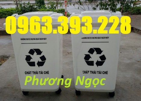 Thùng rác nắp kín 4 bánh xe, thùng rác 60L nhựa HDPE