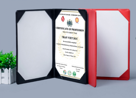 Bìa da đựng bằng chứng nhận in logo theo yêu cầu