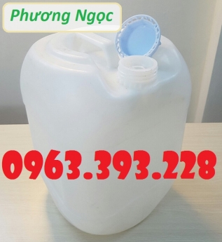 Can nhựa 20L vuông tròn, can nhựa đựng hóa chất, can màu trắng 20L