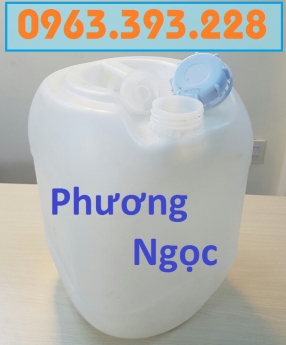 Can nhựa 20L vuông tròn, can nhựa đựng hóa chất, can màu trắng 20L