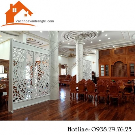 Vách ngăn trang trí nội thất phòng khách bằng gỗ ở tphcm