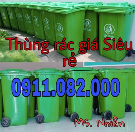 Sỉ lẻ thùng rác 240 lít giá rẻ tại cần thơ- thùng rác xanh,cam, vàng- lh 0911.082.000
