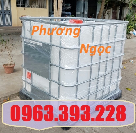 Bồn nhựa 1 khối, tank đựng hóa chất, tank nhựa IBC 1000 Lít, thùng nhựa vuông có khung sắt