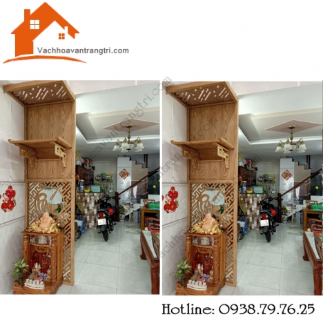 Bàn thờ treo tường đẹp kết hợp với vách ngăn hiện đại