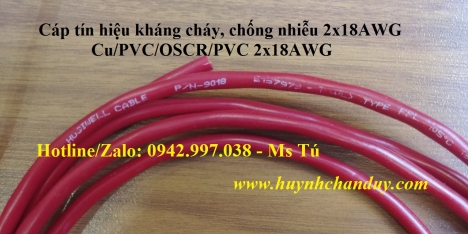 Cáp tín hiệu 2x18AWG (9018), vỏ LSZH, màu đỏ - Fire Alarm System