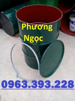 Thùng phuy sắt nắp mở, thùng phuy sắt 220L, thùng phuy có đai khóa, thùng phuy nắp to