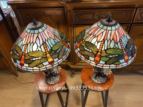 Giao Lưu Đôi Đèn Tượng Tiffany Hoạ Tiết Chuồn Chuồn.