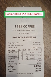 Cung cấp phần mềm, thiết bị tính tiền giá rẻ tại Cà Mau cho cafe 1981