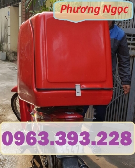 Thùng giao hàng sau xe máy, thùng chở hàng cỡ lớn, thùng chở cơm hộp,
