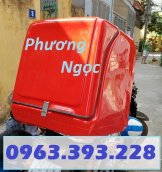 Thùng giao hàng sau xe máy, thùng chở hàng cỡ lớn, thùng chở cơm hộp,