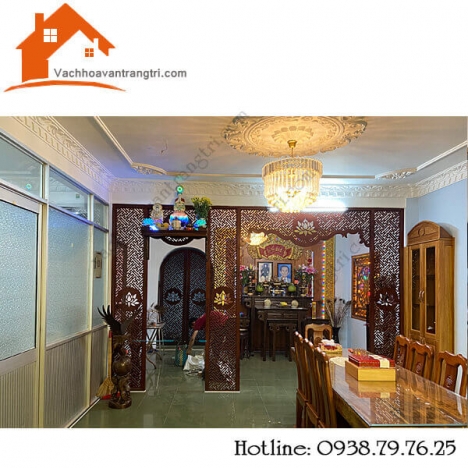 Thi công vách ngăn trang trí phòng thờ bằng gỗ đẹp tại Nhà Bè