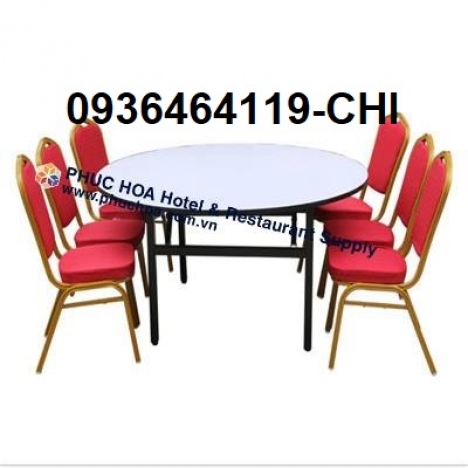 Bàn tròn khách sạn, bàn chữ nhật nhà hàng chân sắt gập