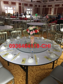 Bàn tròn khách sạn, bàn chữ nhật nhà hàng chân sắt gập