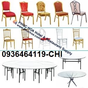 Bàn tròn khách sạn, bàn chữ nhật nhà hàng chân sắt gập