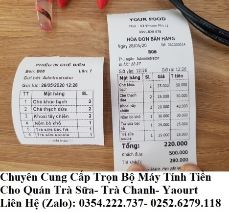Bán máy tính tiền giá rẻ tại Ninh Thuận cho quán Trà Sữa