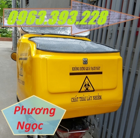 Thùng vận chuyển rác thải y tế, thùng chở chất thải y tế sau xe máy