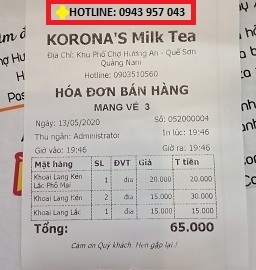 Milk Tea tại Bạc Liêu lắp máy tính tiền giá rẻ