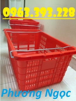 Sọt nhựa rỗng HS011, sọt nhựa có quai sắt, sọt nhựa đựng trái cây