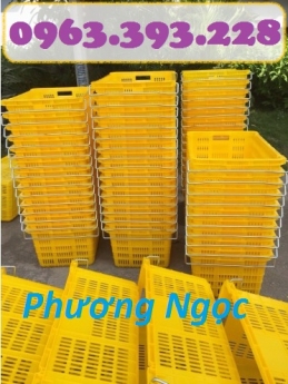 Sọt nhựa rỗng HS011, sọt nhựa có quai sắt, sọt nhựa đựng trái cây