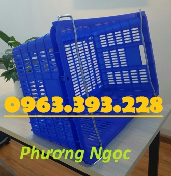 Sọt nhựa rỗng HS011, sọt nhựa có quai sắt, sọt nhựa đựng trái cây