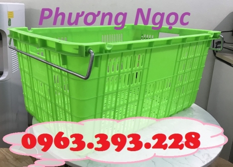Sọt nhựa rỗng HS011, sọt nhựa có quai sắt, sọt nhựa đựng trái cây